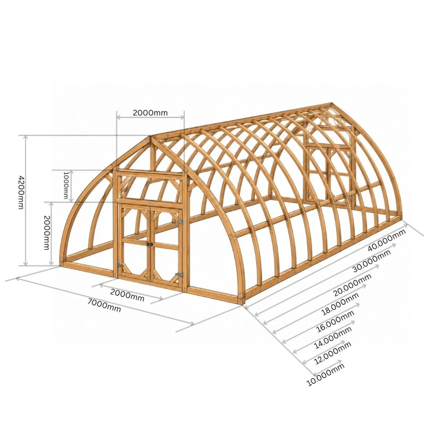 Stort drivhus Træ 700 (70-280m²) - Billede 5