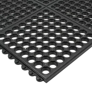 Ringgummimatte til våtrom - svart, 12 mm (914x914 mm)