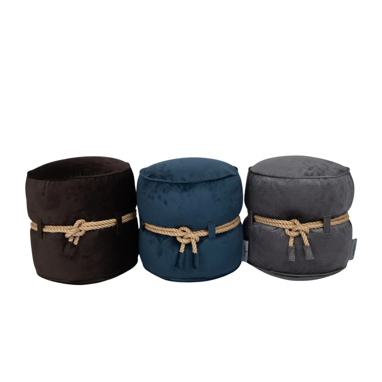 Sækkestol i blød velour med dekorativt design