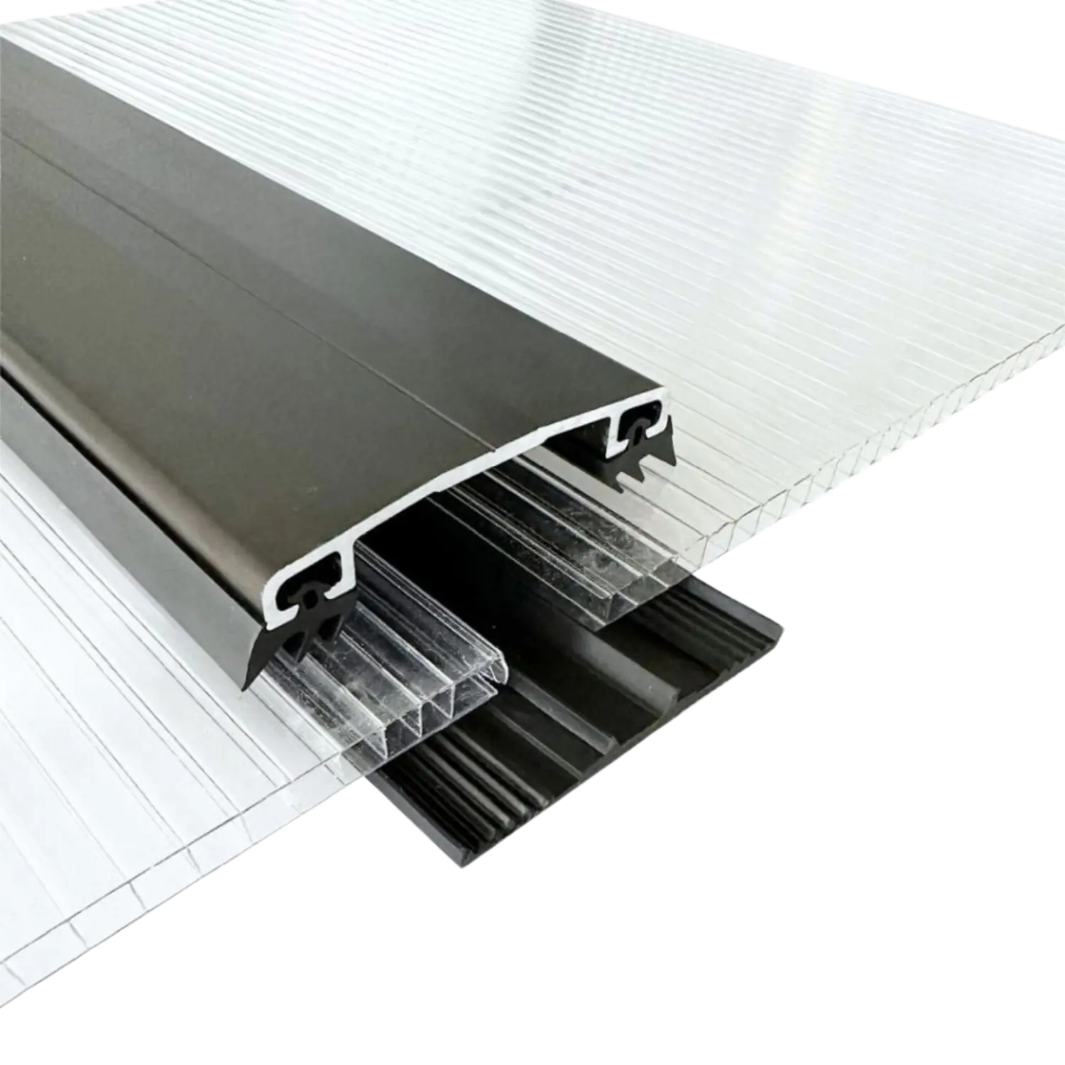 Aluminium klemmeprofil - anodiseret, med gummipakninger, brun - Billede 3
