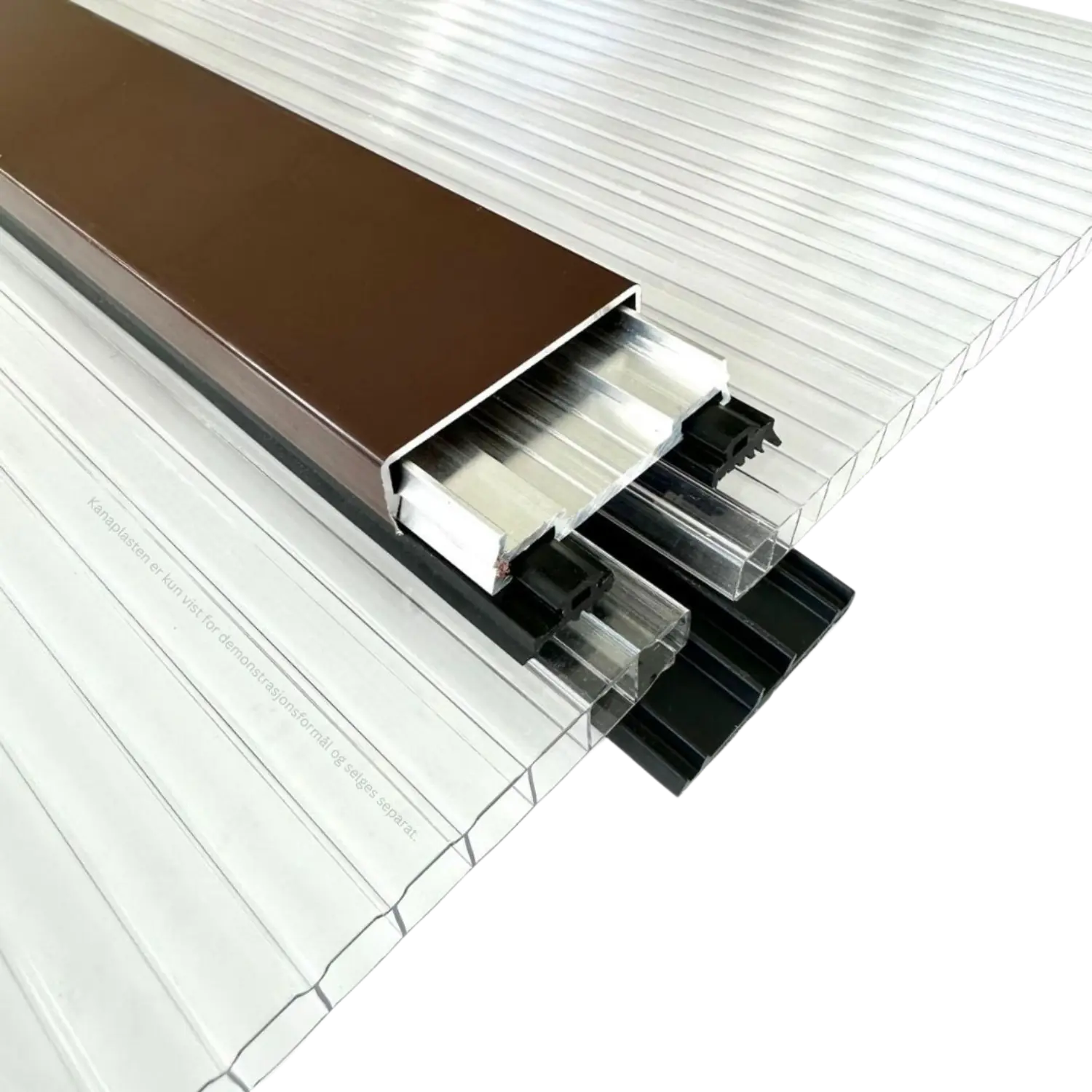 Aluminium klemmeprofil - anodiseret, med deksel og tetninger, brun - Billede 3